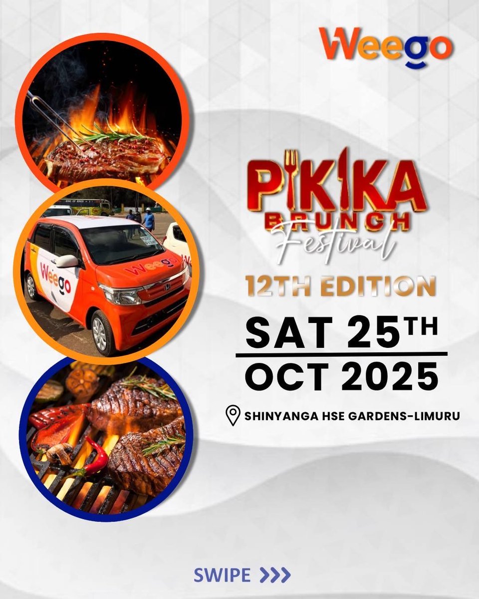 weego_ride's tweet photo. The vibes are set for #PikikaBrunchFestival at Shinyanga Gardens, Limuru! 
Weego is your ride partner. Use code PIKIKA12 for KSh 300 OFF.

#weego #pikikabrunchfest #yourtrustedride https://t.co/DuW6xE8QIz