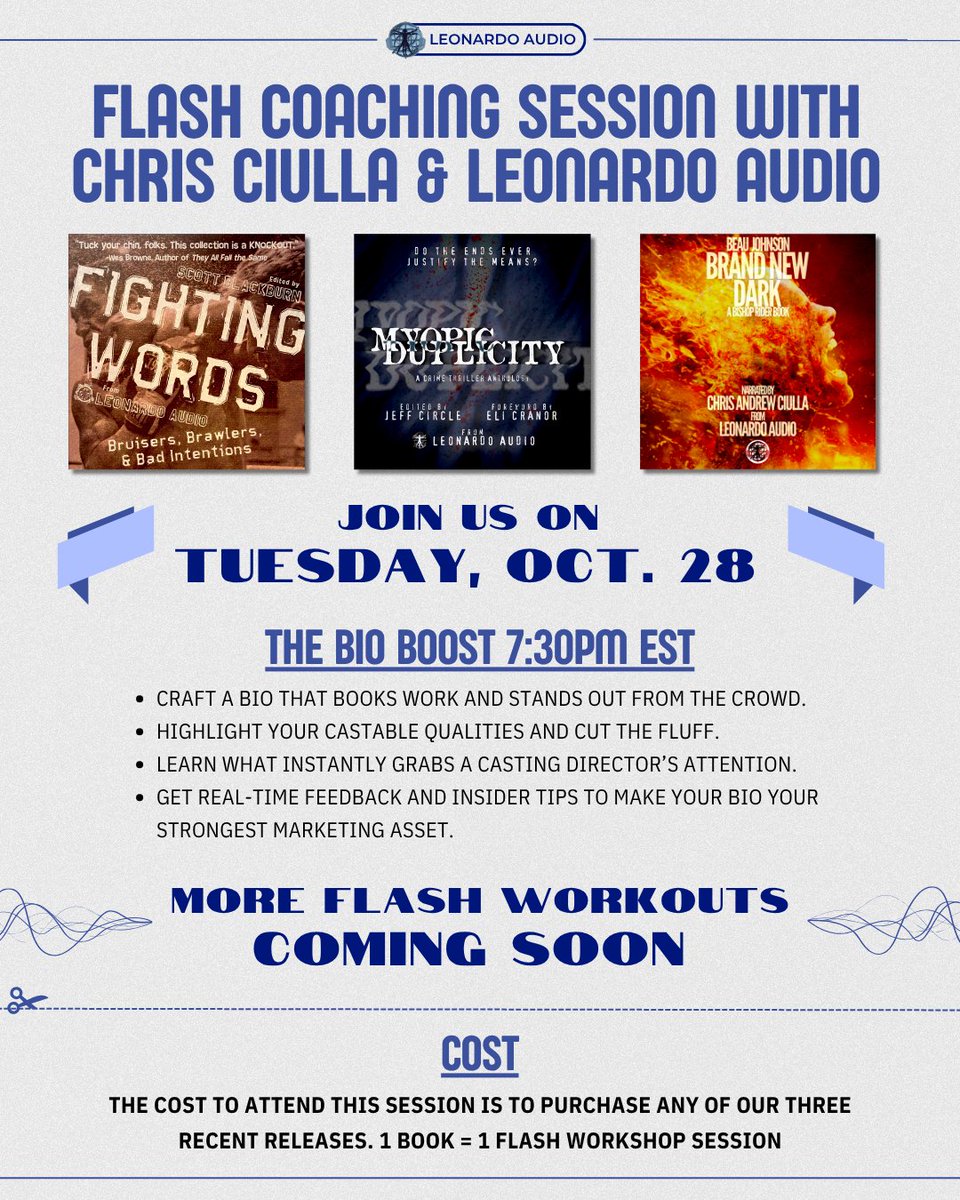In this Bio Boost Session, we’ll show you how to turn your narrator bio into something that grabs attention and gets you cast. Learn what producers actually care about, what to leave out, and how to make your personality and genre strengths shine through every word!