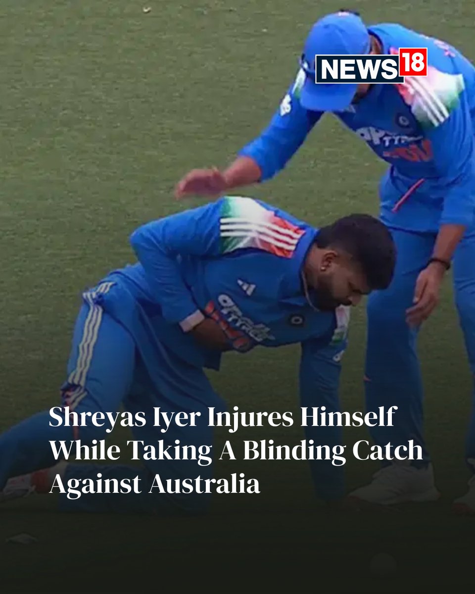 CNNnews18's tweet photo. Shreyas Iyer took a stunning catch against Australia in Sydney but suffered a painful injury in the process, which might leave India a batter short in the second innings
#ShreyasIyer #INDsAUS #ODI #Cricket
https://t.co/GL0VkmnOGr https://t.co/7lBqbjrOtz