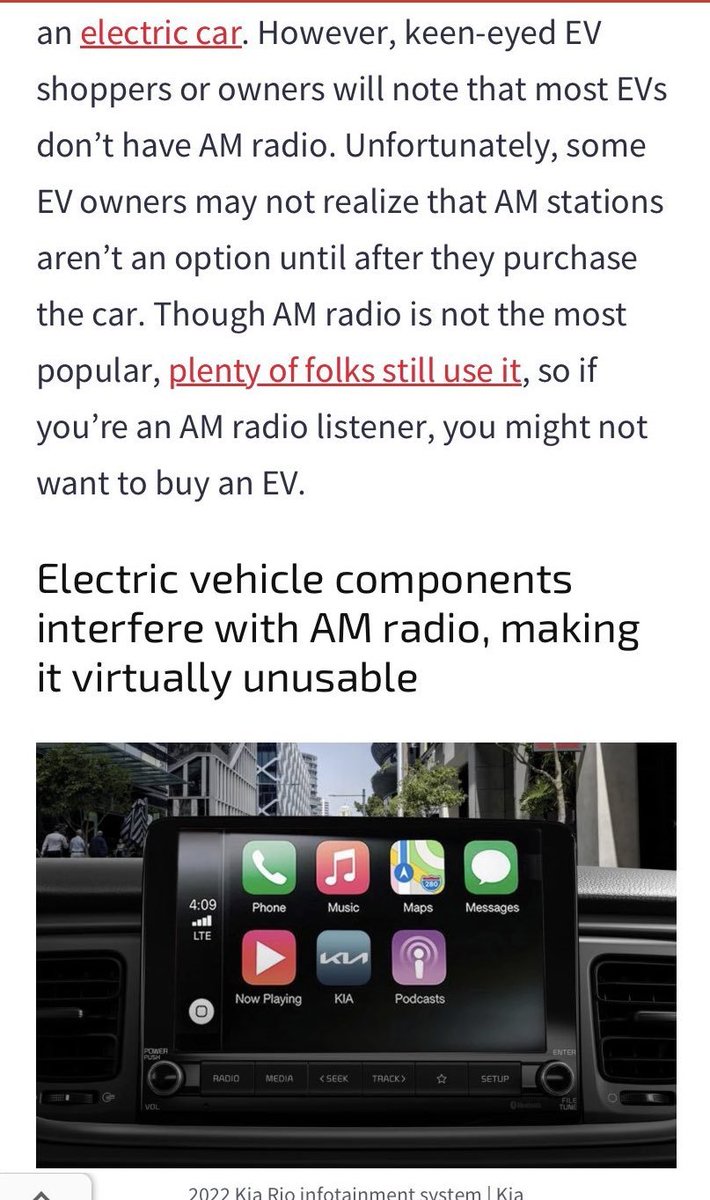 ze_rusty's tweet photo. If the EMFs from Electric cars are so ‘SAFE’ 

then why are they removing AM radios from them?

I will tell you WHY..

Because the electromagnetic Interference (EMI) is so intense, 

Shielding it is nearly impossible.

Just take a portable AM radio inside an EV,

You’ll hear the truth