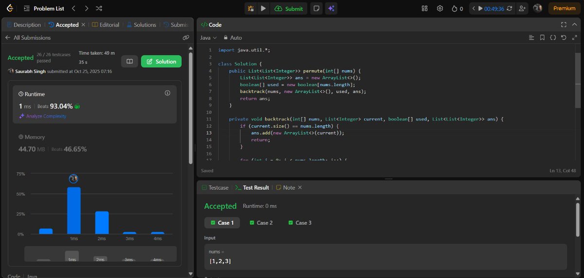 SaurabhSin8534's tweet photo. 🎯 DAY 67 of #100DaysOfCode
>Solved 1 Question of subset @geeksforgeeks
>Solved 1 medium Question of subset @LeetCode
>Revised express js introduction
💻 Today , i gonna start to make todo , neglecting from many days 😁
#buildinpublic #WebDevelopment #dsa #codingcommunit https://t.co/eggqz3f4uR