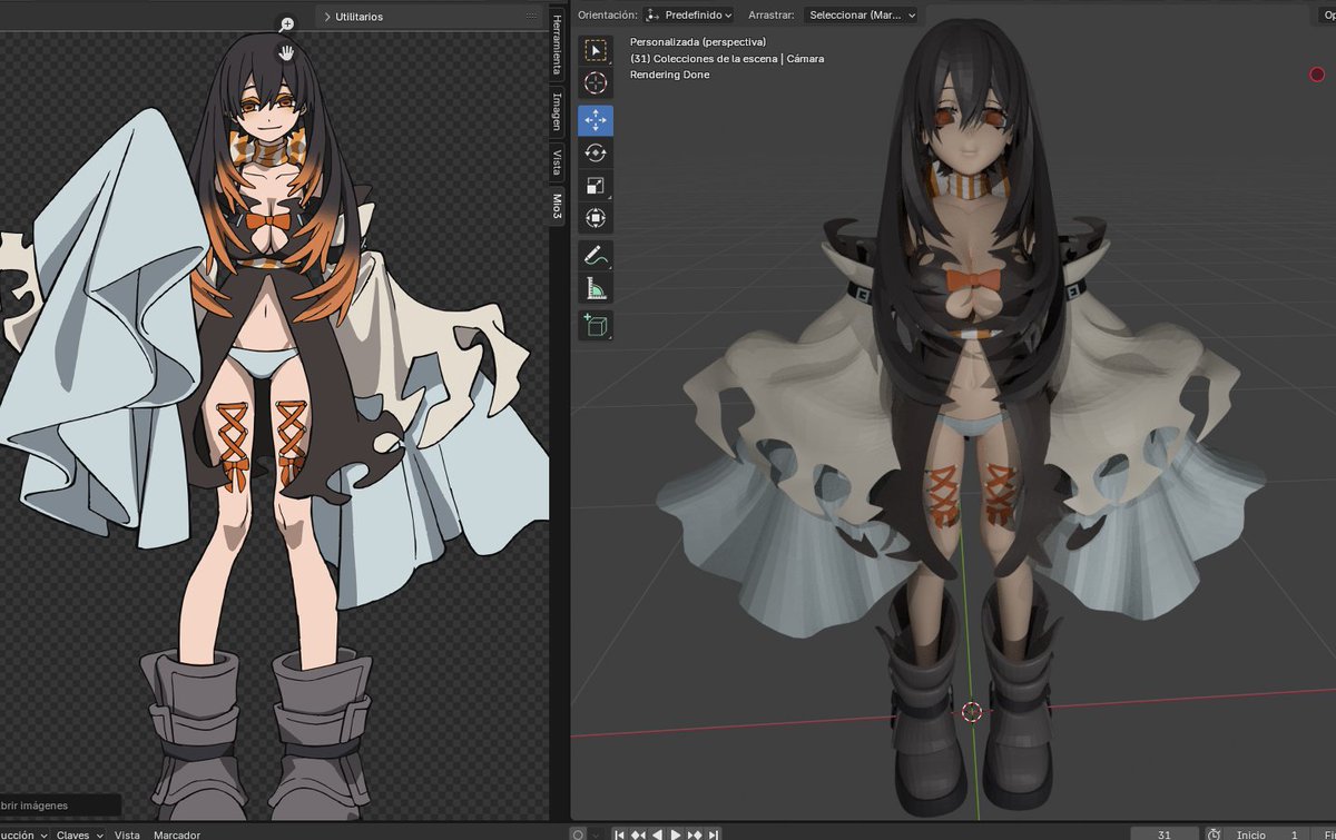 EroSam4VT's tweet image. solo le puse colores base al modelo luego de 6 horas haciendo UVs 
UVを6時間かけて作った後、モデルにベースカラーだけを追加しました
#AmoEmpool  #vtuber