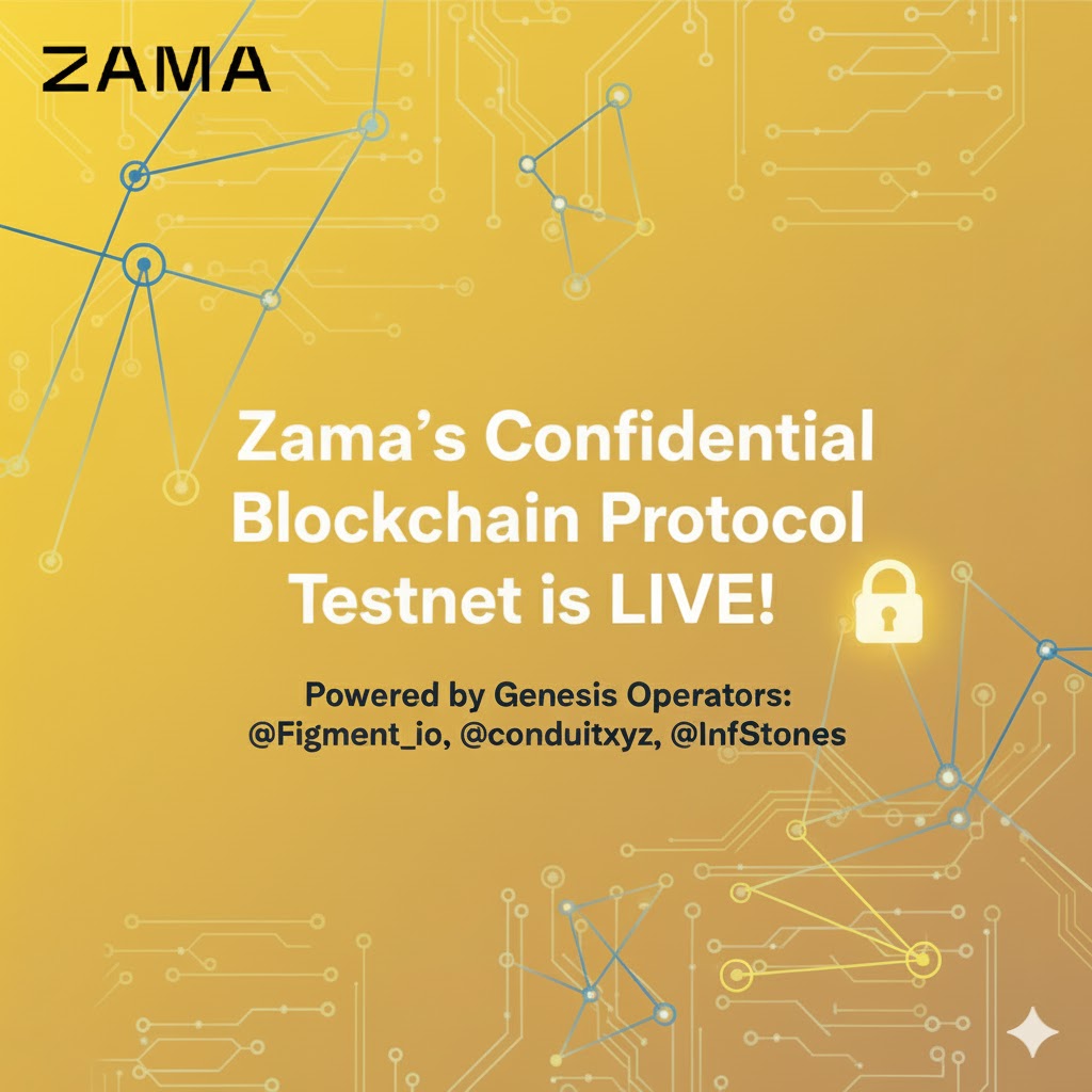 Zama just launched its Confidential Blockchain Protocol Public testnet with partnering with genesis operators like <a href="/Figment_io/">Figment</a> , <a href="/conduitxyz/">Conduit</a> and <a href="/InfStones/">InfStones Global</a>. (more to announce) 

Zama has launched its Confidential Blockchain Protocol public testnet, a cross-chain privacy layer