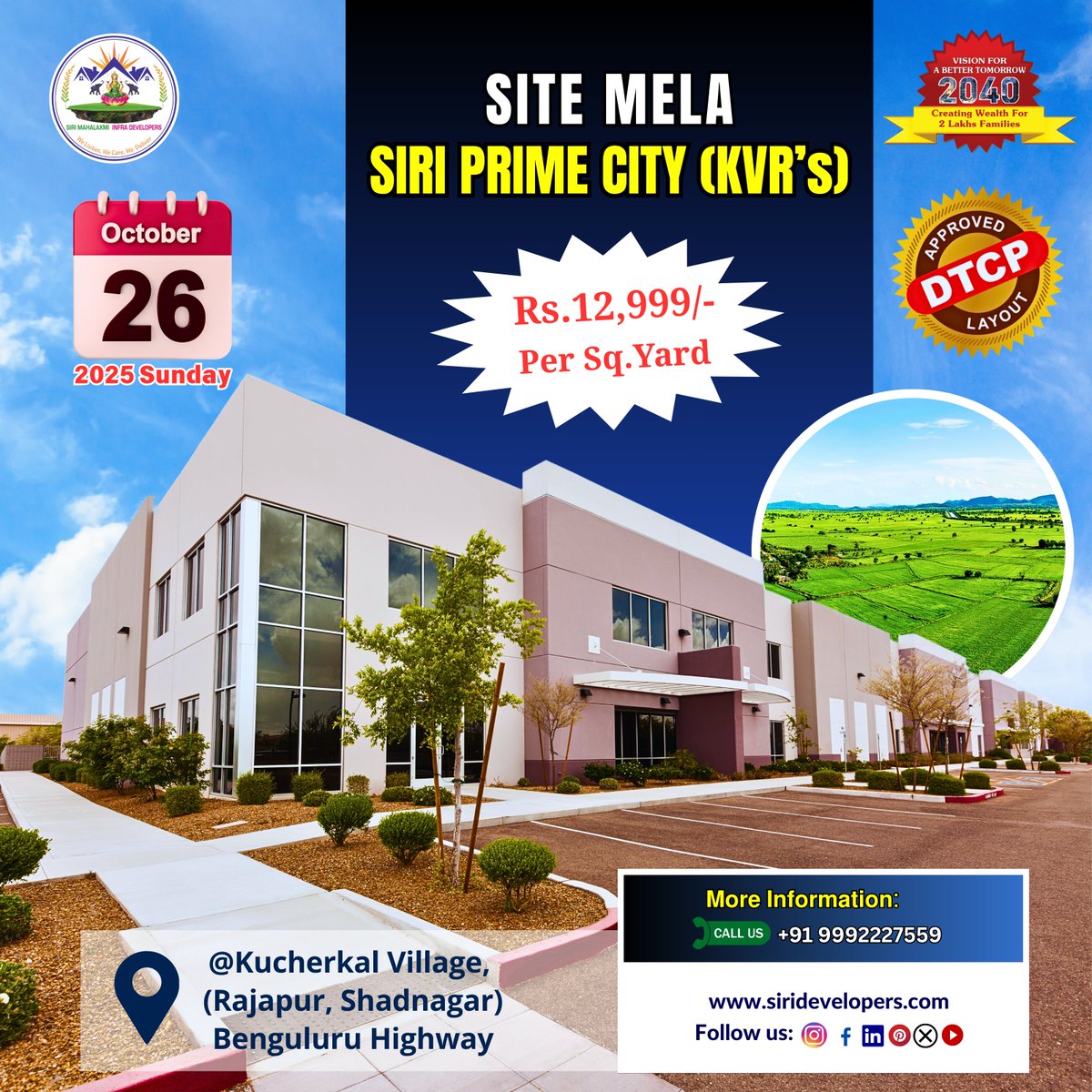 MahalaxmiSiri's tweet image. 🌟 SITE MELA @ SIRI PRIME CITY (KVR’s) 🌟

📍 Kucherkal Village, Rajapur – Shadnagar, Bengaluru Highway

📞 Contact: 9992227559
siridevelopers.com

#SiriPrimeCity #SiteMela #DTCPPlots #Shadnagar #BengaluruHighway #RealEstateHyderabad #InvestmentOpportunity