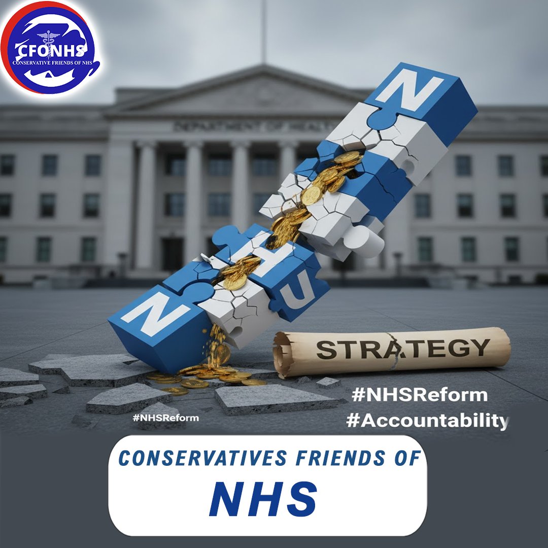 Conservative Friends of NHS (@cfo_nhs) on Twitter photo The NHS isn’t just short on staff — it’s short on strategy.
Without real reform, more funding only feeds the same inefficiencies.
#NHSReform #Accountability 
<a href="/RobertJenrick/">Robert Jenrick</a> <a href="/kevinhollinrake/">Kevin Hollinrake MP</a> <a href="/KemiBadenoch/">Kemi Badenoch</a> <a href="/MelJStride/">Mel Stride</a> <a href="/DrAshrafChohan/">Dr Ashraf Chohan (DAC)</a> The NHS isn’t just short on staff — it’s short on strategy.
Without real reform, more funding only feeds the same inefficiencies.
#NHSReform #Accountability 
<a href="/RobertJenrick/">Robert Jenrick</a> <a href="/kevinhollinrake/">Kevin Hollinrake MP</a> <a href="/KemiBadenoch/">Kemi Badenoch</a> <a href="/MelJStride/">Mel Stride</a> <a href="/DrAshrafChohan/">Dr Ashraf Chohan (DAC)</a>