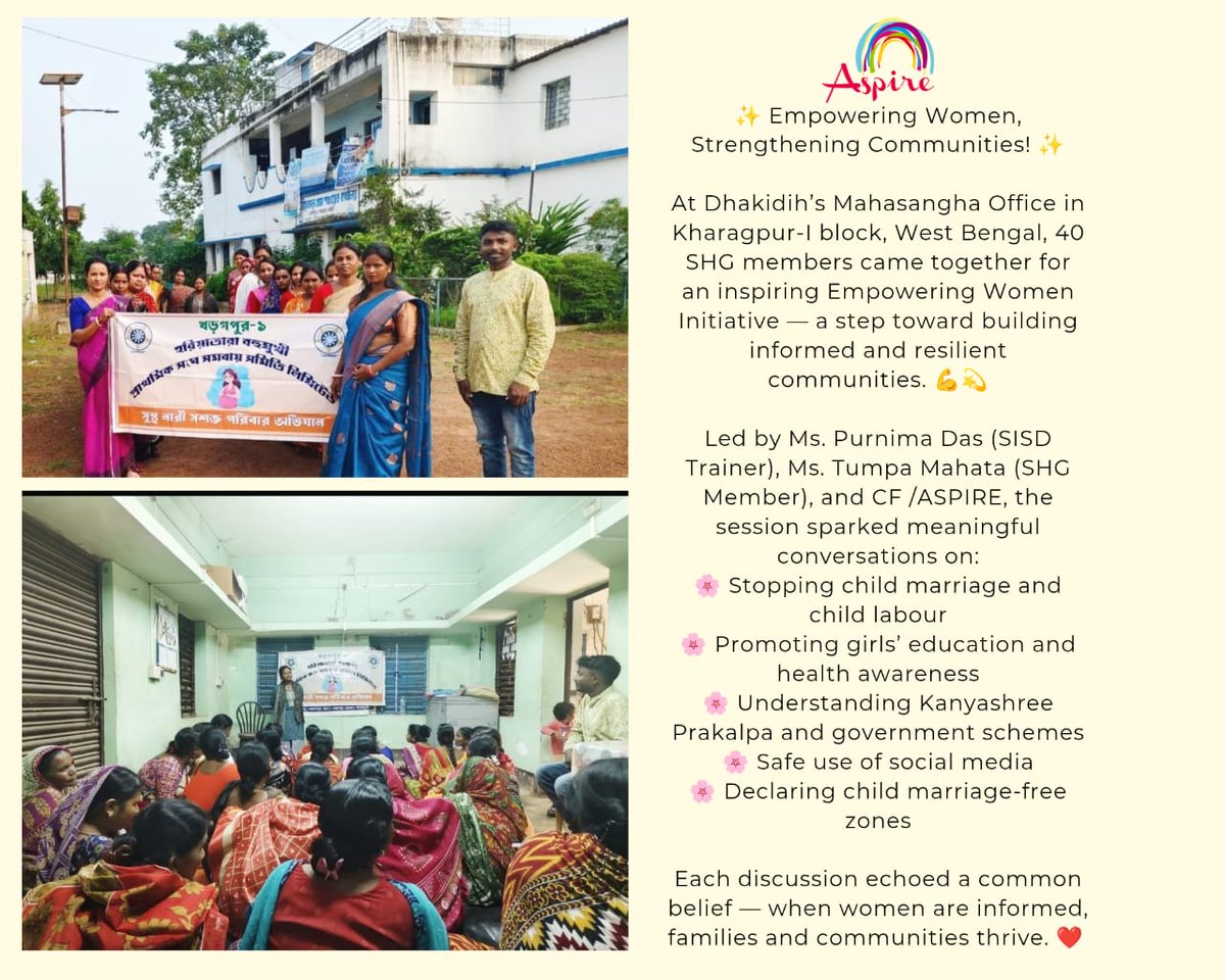 Aspire_India_'s tweet image. #ChildMarriageFreeZone #ASPIRE #CommunityLeadership #WomenLeadChange #Kanyashree #WestBengal #EducationForAll