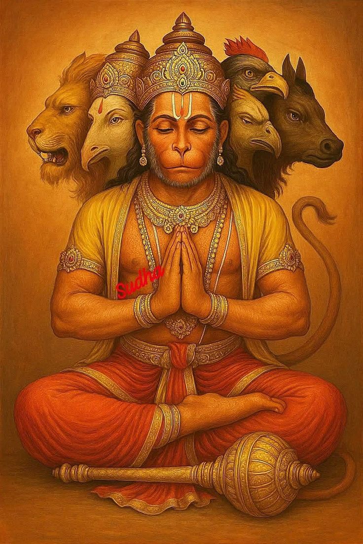 🌺 जय पंचमुखी हनुमान जी 🙏 🌺

पवनपुत्र हनुमान जी का पंचमुख रूप — शक्ति, भक्ति और संरक्षण का प्रतीक है।
पंचमुखी हनुमान जी के पाँच मुख पाँच दिशाओं और पाँच देवताओं का प्रतिनिधित्व करते हैं:

1️⃣ हनुमान मुख – पूर्व दिशा, साहस और शक्ति का दाता
2️⃣ नरसिंह मुख – दक्षिण दिशा, भय का नाश