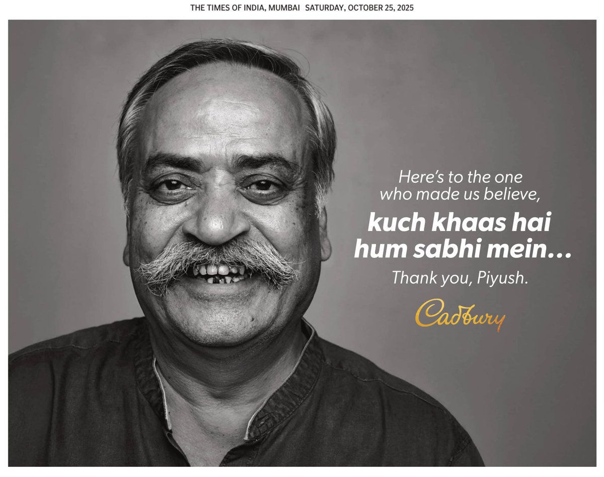anilkumarsingh's tweet image. The sun has set on a golden age.

Rest in peace, Shri Piyush Pandey, the legendary Ad Guru and Father of Indian Advertising.

Thank you, Piyush Sir, for putting our industry on the map. Your soul lives on in every great idea. 🙏