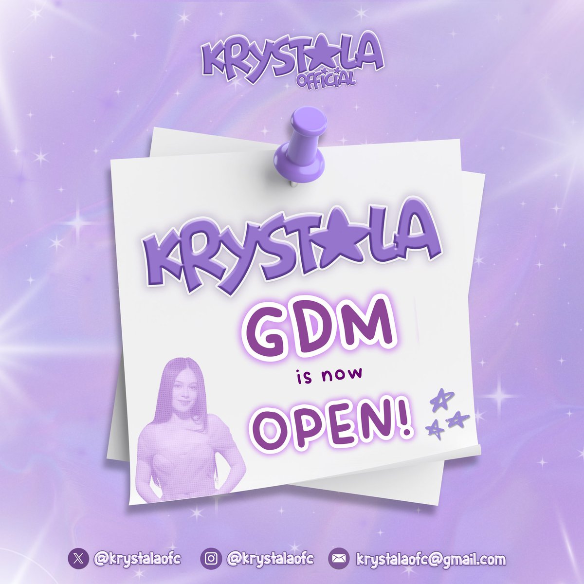 krystalaofc's tweet photo. 🚨 𝗞𝗥𝗬𝗦𝗧𝗔𝗟𝗔 𝗢𝗙𝗙𝗜𝗖𝗜𝗔𝗟 𝗚𝗗𝗠 𝗜𝗦 𝗙𝗜𝗡𝗔𝗟𝗟𝗬 𝗟𝗜𝗩𝗘! 🚨

𝙆𝙧𝙮𝙨𝙏𝙖𝙡𝙖𝙨, 𝙖𝙨𝙨𝙚𝙢𝙗𝙡𝙚! 💜

𝗧𝗵𝗲 𝗢𝗳𝗳𝗶𝗰𝗶𝗮𝗹 𝗚𝗿𝗼𝘂𝗽 𝗗𝗠 𝗶𝘀 𝗻𝗼𝘄 𝗼𝗽𝗲𝗻. Hang out, meet fellow Talas, and get the inside scoop on our star, Krystal Mejes!

We're sending all our support to her PBB journey! To be added, make sure to follow our page, then drop a 💫 in the comments!

𝙛𝙤𝙧 𝙏𝘼𝙇𝘼, 𝙛𝙤𝙧 𝙏𝘼𝙇𝘼𝙨 💜✨

#KrystalMejes #KrystalaOFC
#PBB20 #PBBCollab2point0