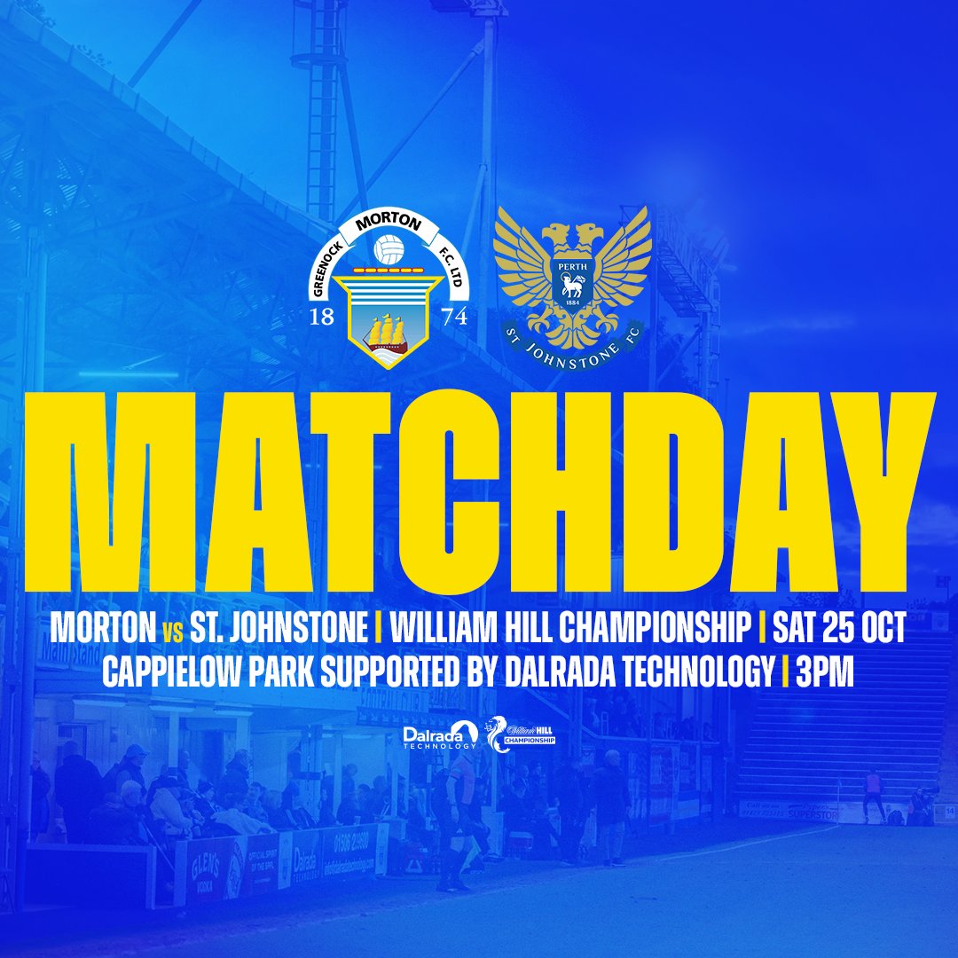 🔵⚪ MATCHDAY
🆚 St. Johnstone
🏆 William Hill Championship
🏟️ Cappielow Park supported by Dalrada Technology
⏰ 3PM
🎫 Tickets: bit.ly/4hkOziC
🎥 Matchday Programme: youtu.be/aMrNUIYvPTk