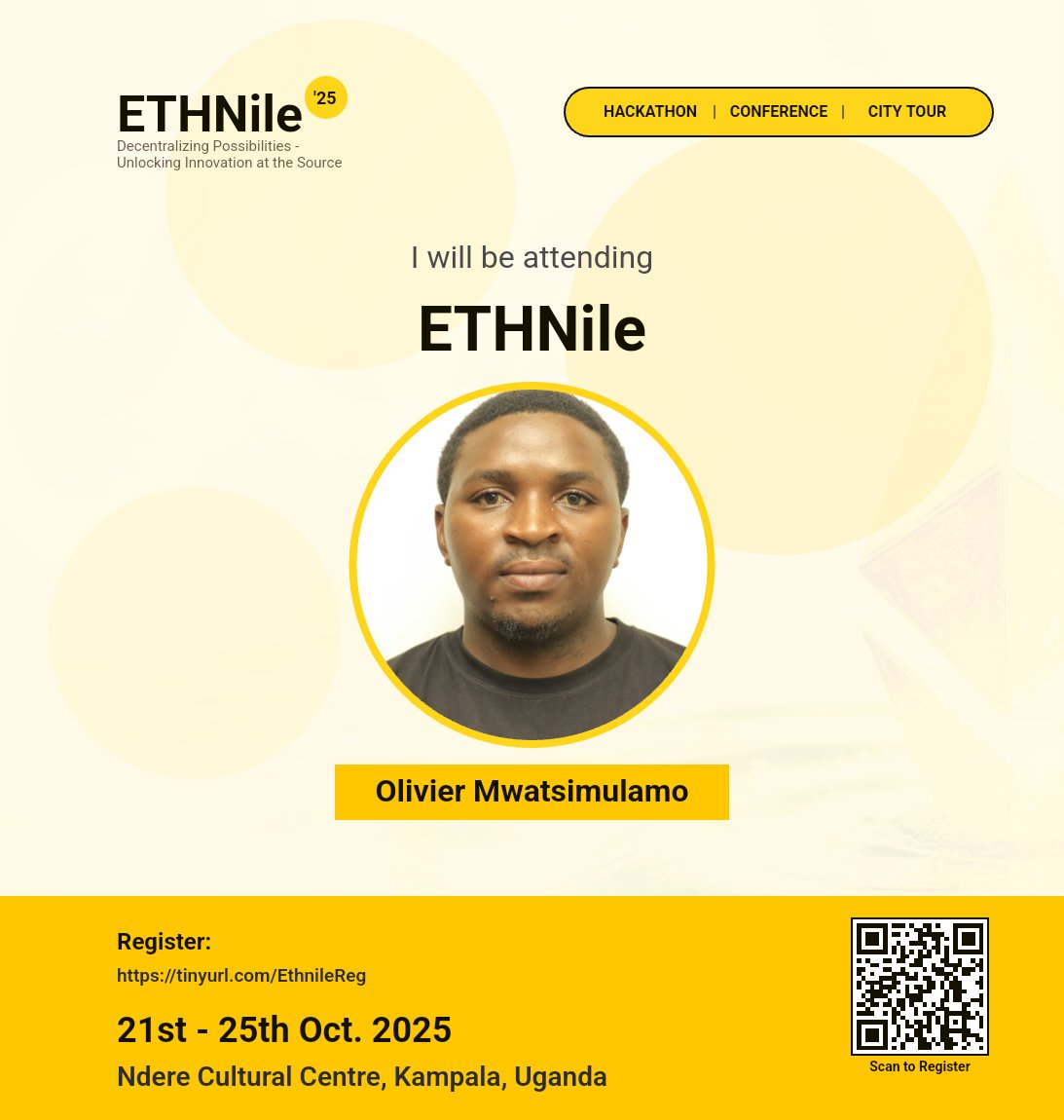 OlivierMWATSIM1's tweet image. Long-awaited, now a reality 🇨🇩➡️🇺🇬
From Goma (DRC) to Kampala (Uganda)!
I’m excited to finally be in Kampala for the @ETHNile_ event.
Meeting #blockchain enthusiasts from different African countries in person truly makes me happy 🙌
#Ethnil #BlockchainAfrica #Web3 #AfricaTech