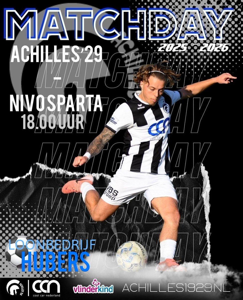 🏁 MATCHDAY  
🏆 Competitie  2e klasse-F
➡️ Achilles'29 - Nivo Sparta 
🗣 Dhr. Rick Paszotta
⌚️ Aanvang 18.00 uur 
🏟 Sportpark De Heikant 
🌍 Groesbeek 
⚽️ Loonbedrijf Hubers 

#Achilles29 #Groesbeek #Zaterdagvoetbal