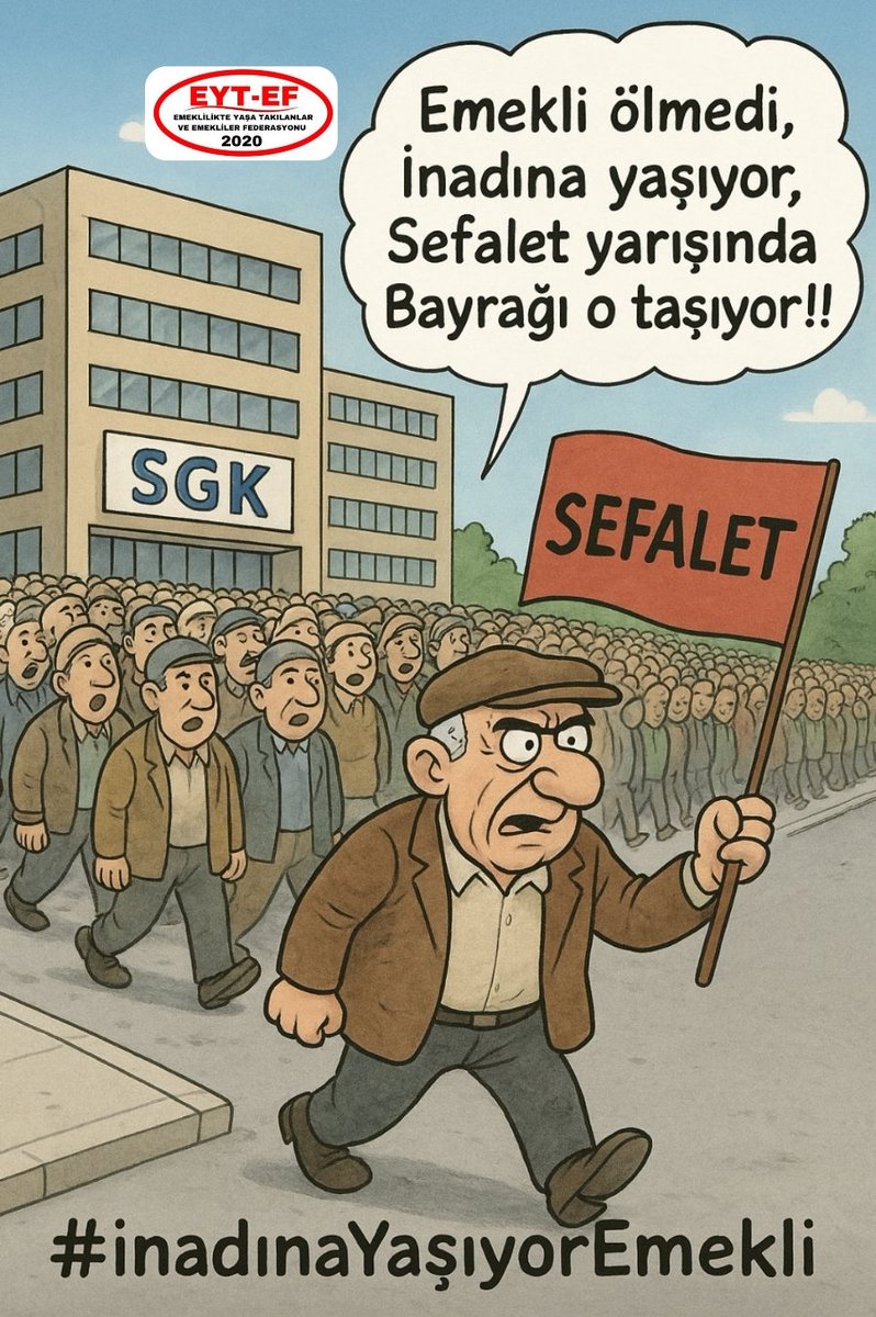 EMEKLİ
👇
#inadınaYaşıyorEmekli

Göreviniz kaç yıl yaşadığımızı hesaplamak değil,
Yaşanan yılları insani kılmaktır.

Sefalete rağmen,
İnadına direnip yaşayan #Emekli

Sandıkta da tarihte de bu saygısızlığı Unutmayacak!

#inadına5000veKısmi
<a href="/RTErdogan/">Recep Tayyip Erdoğan</a>
<a href="/isikhanvedat/">Prof. Dr. Vedat Işıkhan</a>
<a href="/sgksosyalmedya/">SGK</a>