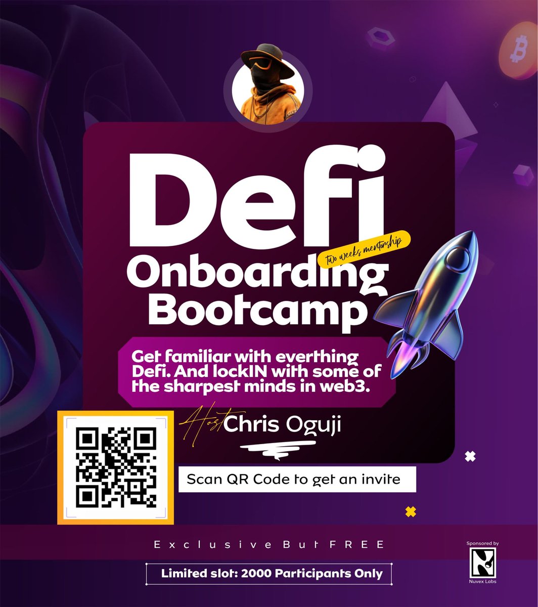 _ChrisOG's tweet image. Took a while, I’m done cooking. 
DeFi can change your life if you do it the right way.
But most people don’t. 
Reason you hear different stories. 
I’ll be hosting an onboarding Bootcamp
Exclusive and private but FREE.
Enrollment starts now:
• Like + RT this post.
• Scan…