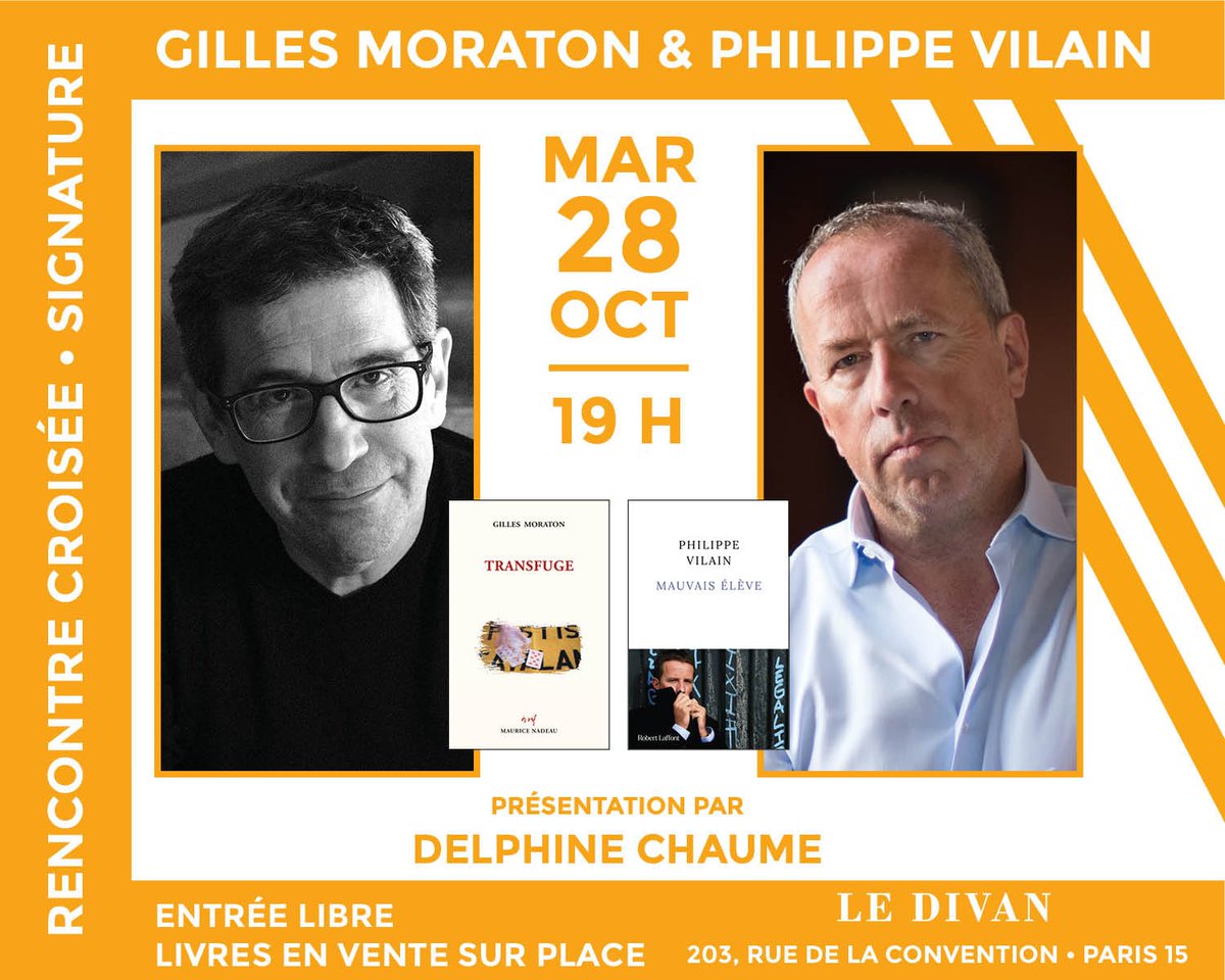 Prochain rendez-vous à Paris le mardi 28 octobre 19 h à la librairie Le Divan (15e) avec Gilles Moraton qui vient d écrire un très beau texte "Transfuge", publié par Delphine Chaume aux estimables éditions Maurice Nadeau. 
Nous vous attendons nombreux.