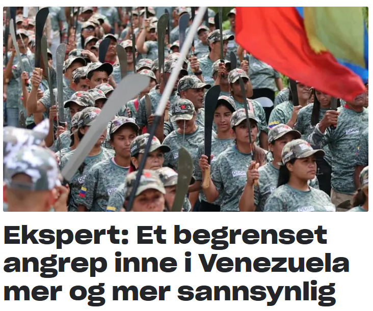 Hva er dette for slags prinsipper? Mulig militært angrep på og regimeskifte uten FN-vedtak på et uavhengig land, som ikke har gjort USA noe som helst. Si det som det er. Dette er kanonbåtdiplomati og nykolonialisme.