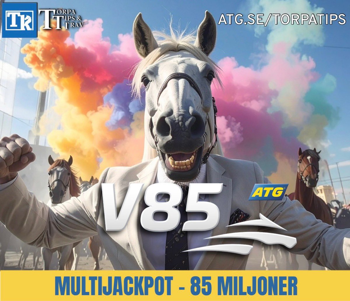 𝐏𝐑𝐄𝐌𝐈𝐀̈𝐑 𝐅𝐎̈𝐑 #𝐕𝟖𝟓 𝐈 𝐃𝐀𝐆 – 𝐌𝐄𝐃 𝐉𝐀𝐂𝐊𝐏𝐎𝐓 𝐏𝐀̊ 𝟖𝟓 𝐌𝐈𝐋𝐉𝐎𝐍𝐄𝐑 💰

Finfin spelform och enorm pott att spela om i dag - guldläge! ✅

⏰ 𝐒𝐩𝐞𝐥𝐬𝐭𝐨𝐩𝐩 𝐟𝐨̈𝐫 𝐕𝟖𝟓: 𝟏𝟔.𝟏𝟎 ‼️

👉🏻 Här finns alla våra spel: atg.se/torpatips/V85_… 👈🏻