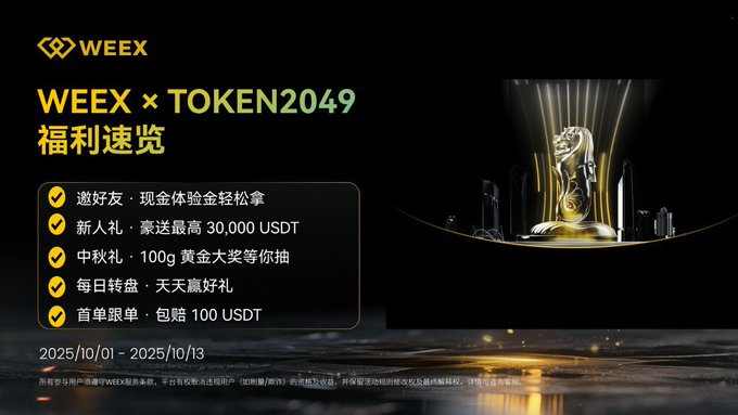 tinydevotions's tweet image. 家人们!WEEX 和 TOKEN2049 联手搞的福利盛典已经上线,从 10 月 1 号到 13 号(UTC+8),这波羊毛不薅真的亏到哭!
不管你是刚入坑的 crypto 新手,还是玩了很久的老玩家,这次都能找到自己的专属福利,主打一个 “人人有份,绝不落空”。
想躺着赚?邀请好友就行!拉人能拿三重奖励,最高 400 USDT…