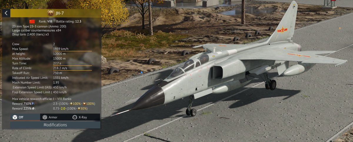 cicada_WT's tweet image. 無印JH-7は現状既存のJH-7Aと変化はない。というかモデルも無印JH-7として用意されていたものになっていないのでこれから変わるものと思われる。
#WarThunder #Devserver