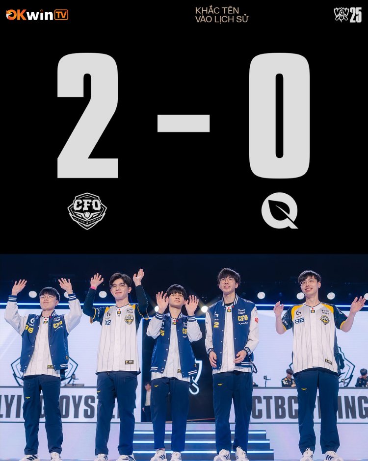 OKwinTV_Esport's tweet photo. CFO get their revenge for TSW! 🔥
The reigning LTA champions fall as the pride of LCP dominates 2-0! 💪
#Worlds2025 #CFO #FlyQuest #LCP #LeagueOfLegends #Esports #OkwinTV #OKFun https://t.co/KD8sld135q