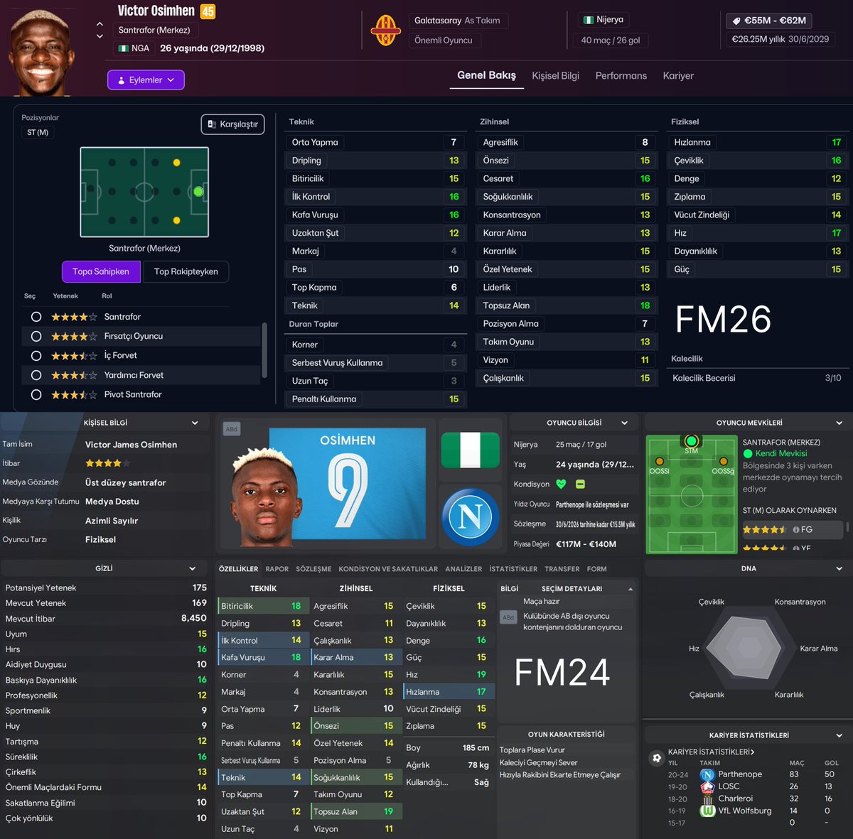 FMDirektor's tweet image. Football Manager Türkiye Araştırma Şefi perpetua, Victor Osimhen&apos;in FM26 profili hakkındaki tepkiler üzerine SI forumunda açıklamalar yaptı.

perpetua: &apos;&apos;Osimhen&apos;in sahanın ilerisinde iyi bir presör olduğu fikrine katılmakla birlikte, agresiflik değeri, bir oyuncuyu rakiplerle…