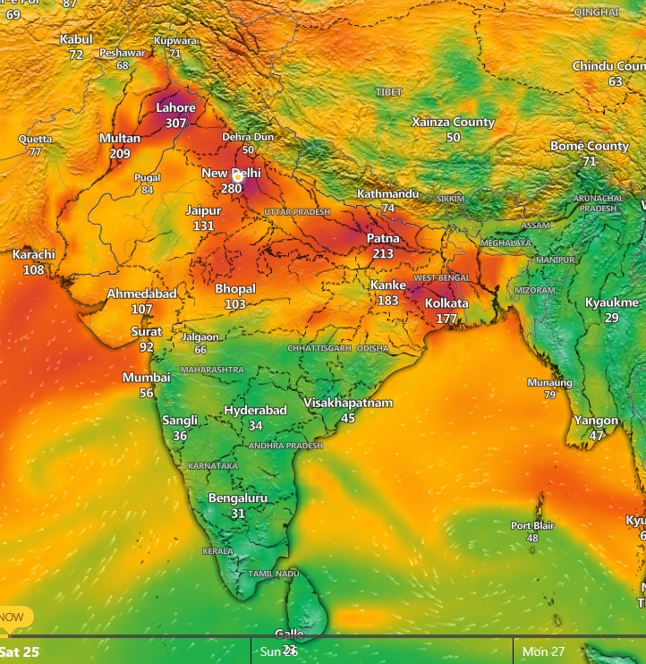 ClasslessCULE's tweet image. The great Indian North-South AQI divide