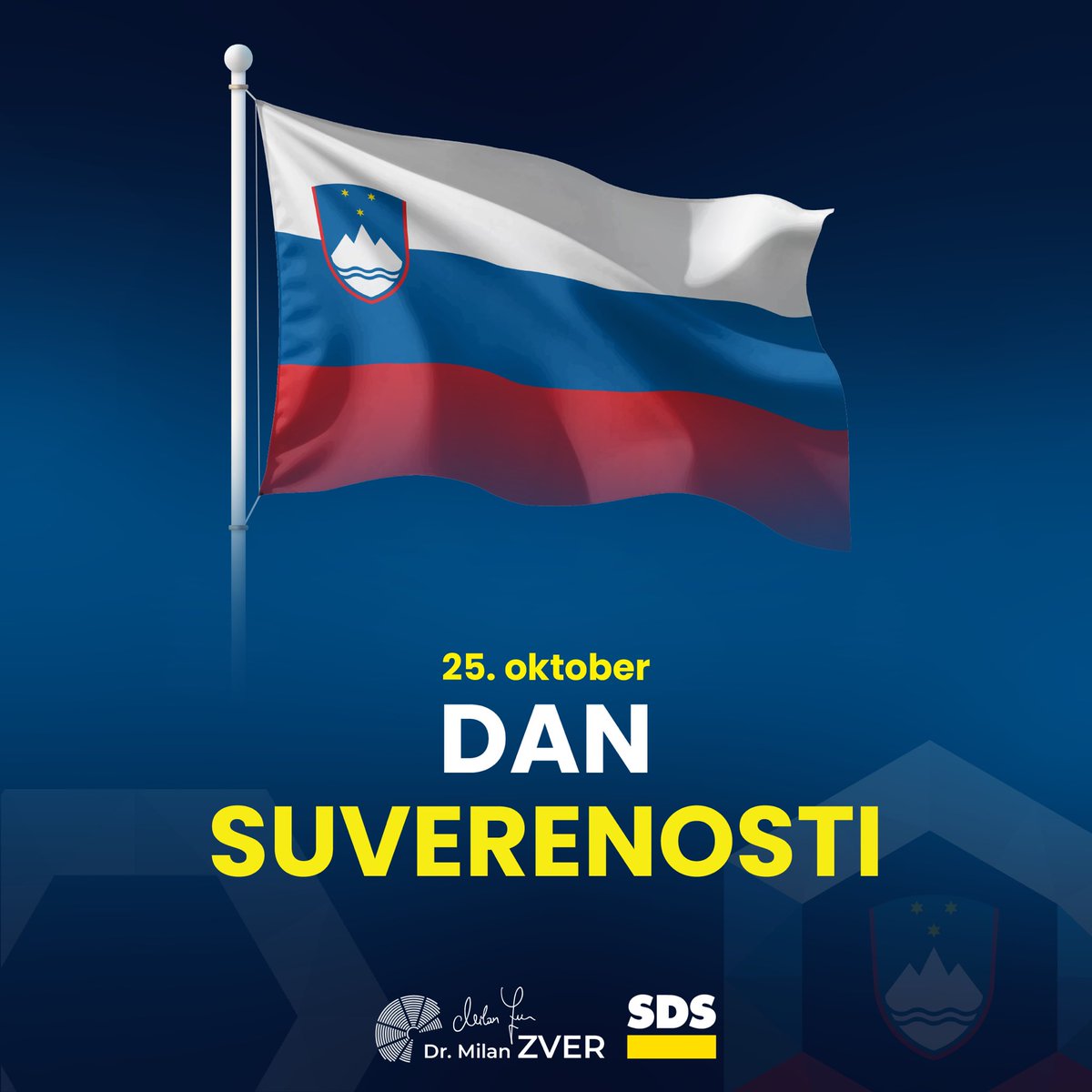 Praznujemo Dan suverenosti 🇸🇮 – ob odhodu zadnjega vojaka JLA iz Slovenije po osamosvojitveni vojni leta 1991, ki je pomenil prevzem popolnega nadzora nad našim ozemljem.

Suverenost ni samoumevna. 💪 Je rezultat pogumnih odločitev, zgodovine 📜 in prizadevanj za lastno državo.