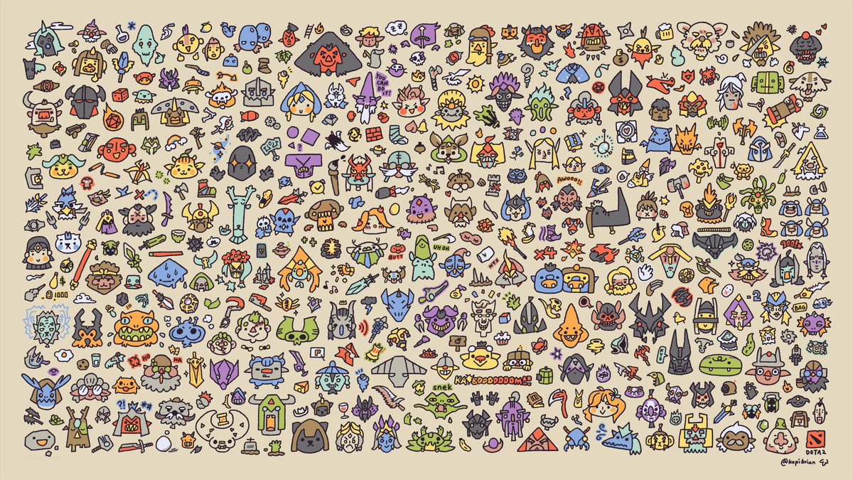 kopibrian's tweet image. Dota Doodle Wallpaper 2025 version #Dota2