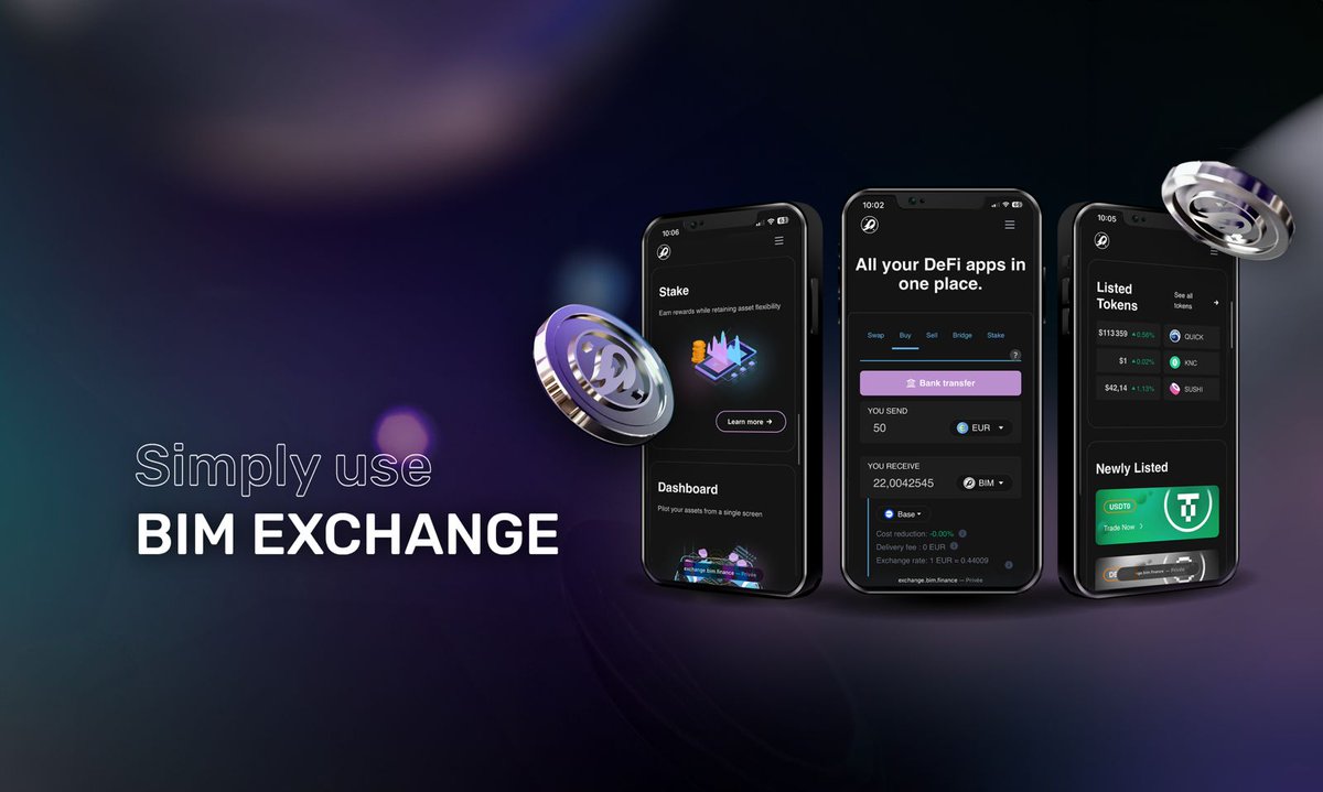 🚨 Following @BimFinance?

Then make sure you’re also following <a href="/Bim_Exchange/">BIM Exchange</a> our multichain exchange and staking platform.

📲 Why follow <a href="/Bim_Exchange/">BIM Exchange</a>?

✅ Real-time product updates
✅ New staking vault launches
✅ Updated APYs
✅ partnerships &amp; integrations

That’s where