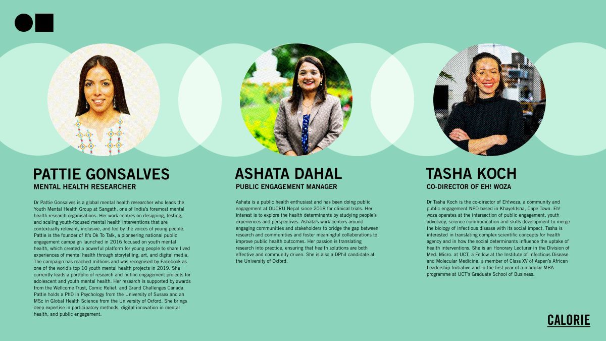 Panel Discussion | Public Engagement and Health: Data, Dialogue and Action

Join Ashata Dahal, Pattie Gonsalves, and Tasha Koch in a panel discussion as they unpack how decisions are made in today’s landscape of public health.

📆 31 October 2025, Friday
⏰ 4pm–6pm 
📍 Science