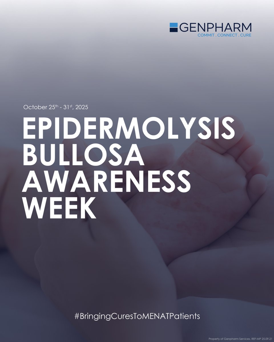 genpharmmena's tweet photo. It’s #EBAwarenessWeek.
Epidermolysis Bullosa is rare, painful, and often misunderstood.
We stand with the EB community, raising awareness and pushing for better access to care.

#ButterflySkin #RareDisease #Genpharm https://t.co/YXMwvFzM3A