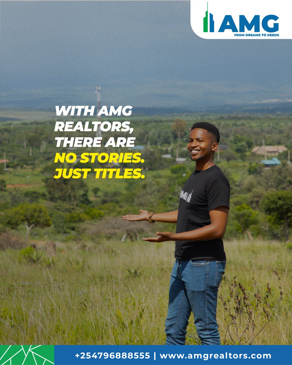 Kila mkenya amejaribu kubuy shamba akaambiwa hizi stories… Hazishiii!

At AMG, excuses hazipo. Hapa ni clear process, ready titles, guaranteed.
#NoStoriesJustTitles #AMGRealtors #13yearsofturningdreamstodeeds