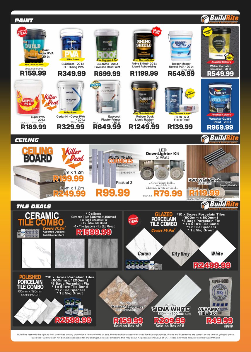 BuildriteH's tweet image. BuildRite Hardware Nail It November Sale is now on at Mthatha... Are you ready for these Crazy prices and many more Amazing deals!!!😁

#Mthatha #umtata #kwazulunatal #buildrite #buildritehardware #hardware #hardwarestore #affordable #dream