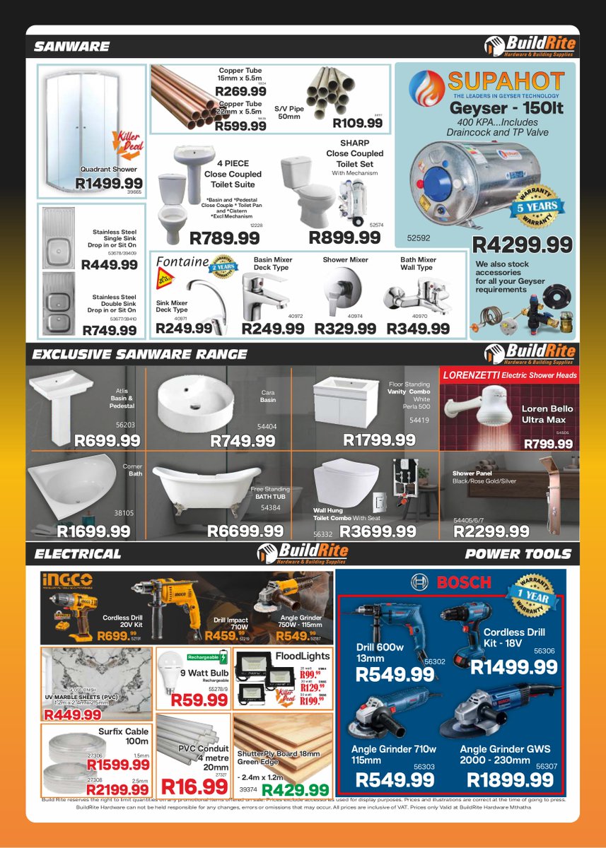 BuildriteH's tweet image. BuildRite Hardware Nail It November Sale is now on at Mthatha... Are you ready for these Crazy prices and many more Amazing deals!!!😁

#Mthatha #umtata #kwazulunatal #buildrite #buildritehardware #hardware #hardwarestore #affordable #dream