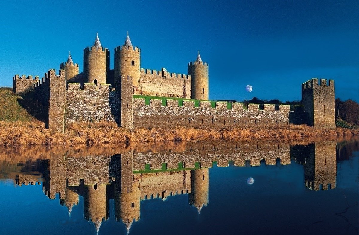 andrewsp2009's tweet photo. Rhuddlan Castle, Denbigshire (Wales) reconstruction mock-up over @cadwwales image. Site besieged by Owain Glyn Dwr in 1400. #RhuddlanCastle #WelshCastles #HistoryRebuilt https://t.co/wCbLziJqTK
