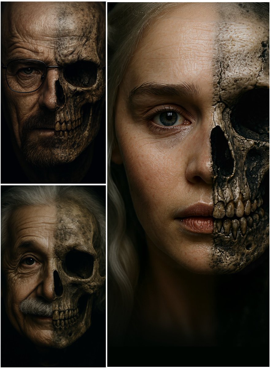 💀 Premium Halloween drop!
𝗛𝗔𝗟𝗙 𝗛𝗨𝗠𝗔𝗡, 𝗛𝗔𝗟𝗙 𝗕𝗢𝗡𝗘 💀

1️⃣ Open ChatGPT or Gemini Nano Banana
2️⃣ Upload your photo
3️⃣ Paste the prompt
“Halloween shot” is ready 

………………………………………………………………

PROMPT:
Create an ultra close-up 3:4 portrait of