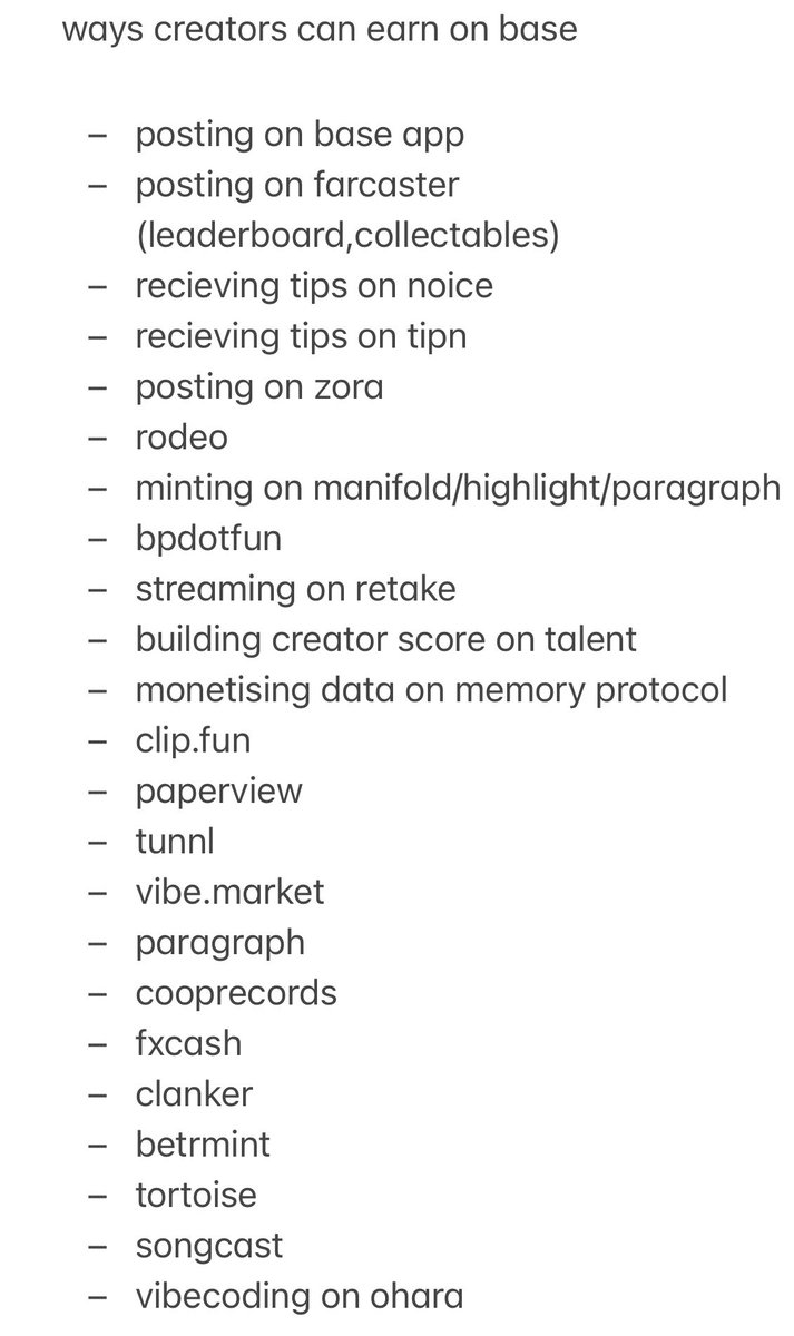 This is a great list to get started on <a href="/base/">Base</a> for potential drop 🪂

Officially appreciated by Jesse.