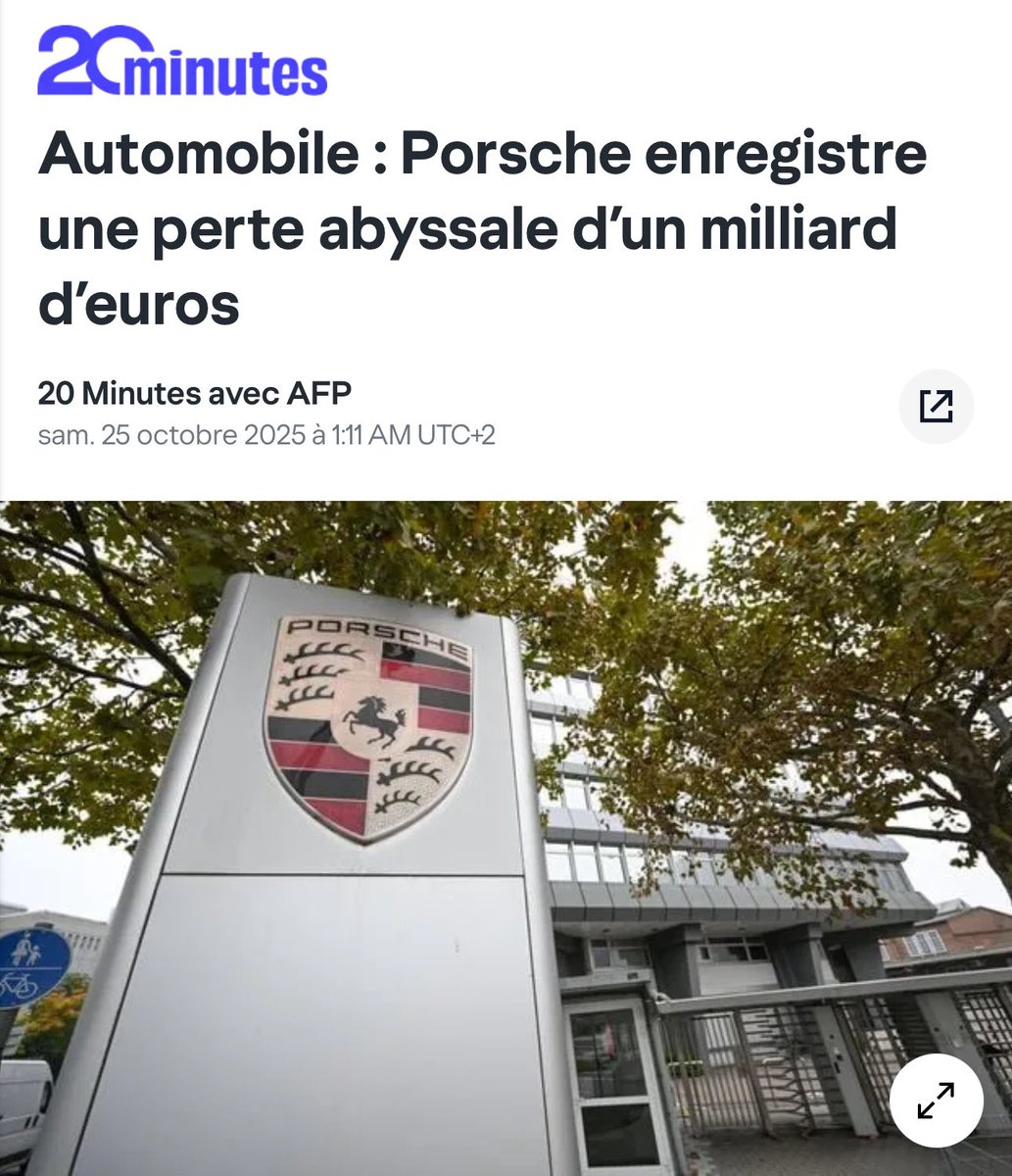 camille_moscow's tweet image. 🔴🇩🇪 Alerte dans l’automobile : Porsche plonge dans le rouge avec une perte colossale de près d’un milliard d’euros au T3 2025 !
La marque de luxe allemande, emblématique de Stuttgart, vient de publier des résultats catastrophiques qui secouent le secteur. Sur les neuf premiers…