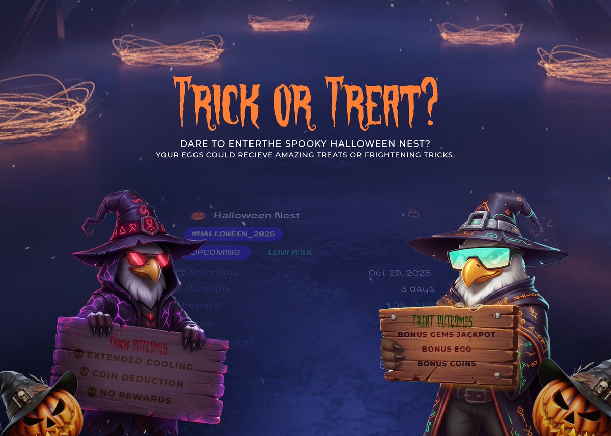 It's Halloween season Nigents, let's do something spooky instead of the weekly nest which will continue after this.

Dare to dive into the spooky fun?

From Oct 29-31, send your eggs on a low-risk adventure for a shot at bonus gem jackpots, extra eggs, and coin boosts... or brace