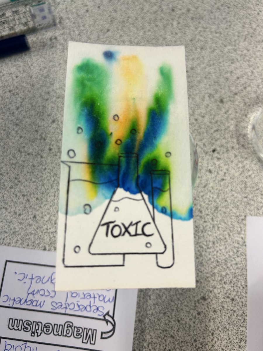 ScienceDYF's tweet image. Year 10 getting creative with Chromatography! 🥼🥼🥼