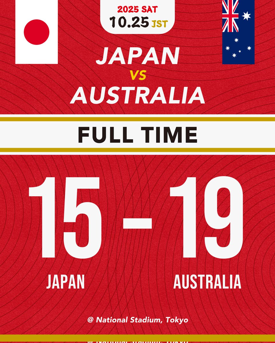 📣 試合結果 📣 🇯🇵日本代表 15 - 19 オーストラリア代表