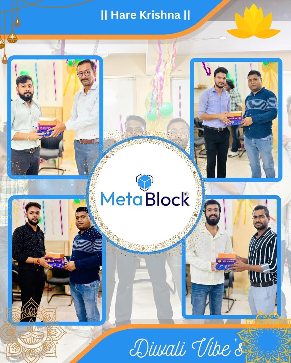 metablocktech1's tweet photo. Diwali Celebration at @metablocktech #softwaredevelopment #MetaBlockTechnologies #diwalivibes #festival #HareKrishnaMahamantra #harekrishna #festival #celebration https://t.co/Z6o5TGlDSV