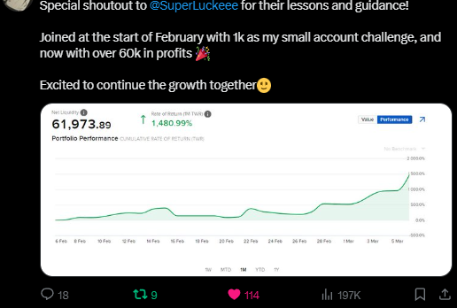 SuperLuckeee's tweet image. Marsz turned his small account from $1000 to $60,000+ in 1 month.

I'll teach you how to do this for FREE at 9:30am EST today. Class will be recorded so DM us if you miss it.

Comment "Share" and LIKE this post, and I'll send you the ZOOM link right now.