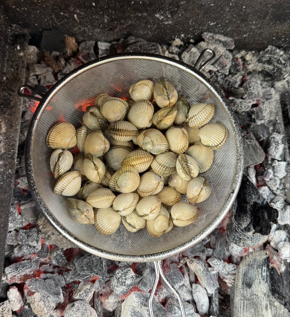 Ni las brasas son sólo para la carne, ni el cava es sólo catalán. Aperitivo resuelto.