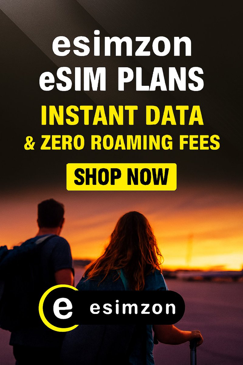 esimzon_esim's tweet image. 📲 Instant Data. Zero Roaming Fees. Stay connected worldwide with Esimzon eSIM plans—no SIM swaps, no contracts. Activate in seconds. Travel smarter.
esimzon.com
#InstantData #eSIMReady #TravelTech2025 #RoamFree #GlobalConnectivity #DigitalNomadLife #SmartTravelTech