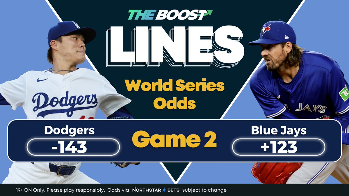 Who's ready for #WorldSeries Game 2? 🙋‍♂️

Starting pitchers with postseason ERA: 

•Dodgers — Yoshinobu Yamamoto (1.83 ERA)
•Blue Jays — Kevin Gausman (2.00 ERA)

Toronto is +100 to win the WS after Friday's Game 1 win ⤵️
theboostbet.ca/sports-betting…