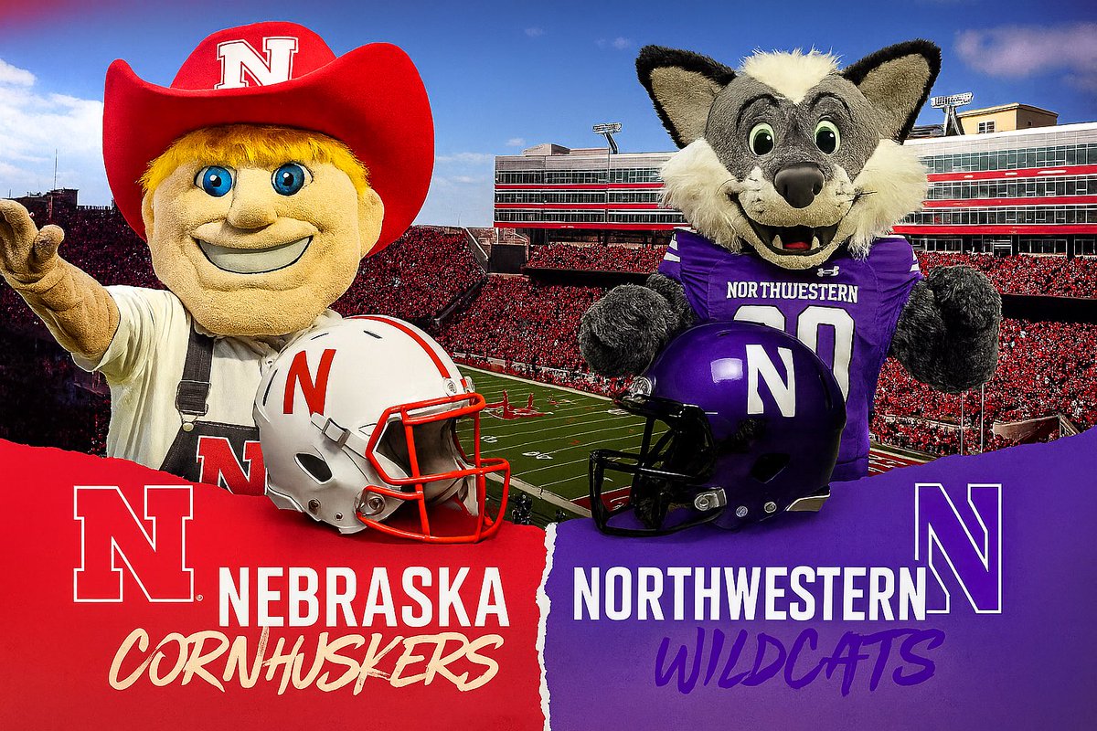 GOOD MORNING ☀️
IT’S GAME DAY! 🏈 

Nebraska 🌽 (5-2) 
vs
Northwestern 🐈 (5-2)

📍 Lincoln, NE
🏟️ Memorial Stadium
📺 FS1
🗓️ Oct 25th, 2025
⏰ 11 AM CST / 12 PM EST