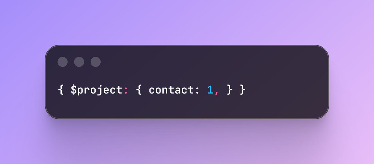 _RsUr's tweet image. 3. $project -> This stage in MongoDB is used to choose which fields you want to keep, remove, or even create new fields
Below code means : Only keep the contact field in the output.