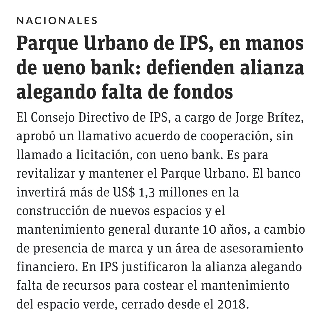 Espacios públicos degradados para luego ser vendidos a privados. Ex país.