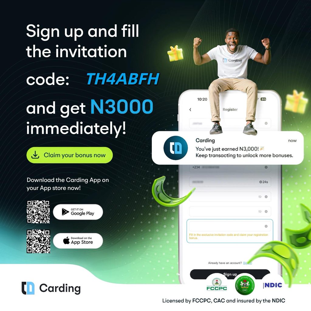 dunni05's tweet photo. omo i love apps that respect my time 😂
download, use promo code TH4ABFH, and ₦3k just enter
Carding Gift App no dey playyyyyy😩
#CardingGiftApp https://t.co/do6uUQj8Mp